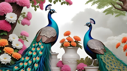 Picture of peacocks with the beauty of nature on background. top a.(46)