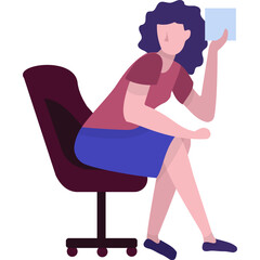 Business woman sitting on chair vector icon