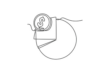 Continuous one line drawing management of finance concept. Doodle vector illustration.