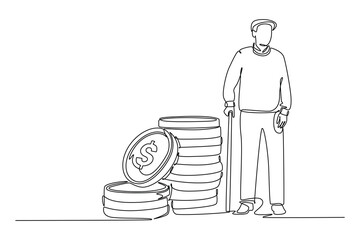 Continuous one line drawing management of finance concept. Doodle vector illustration.