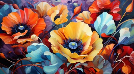 Art Painting Bright Poppies