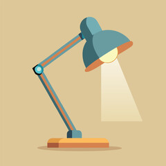 Adobe Illustrator Artwork Illustration of a modern desk lamp with a minimalist design. The lamp has a slim