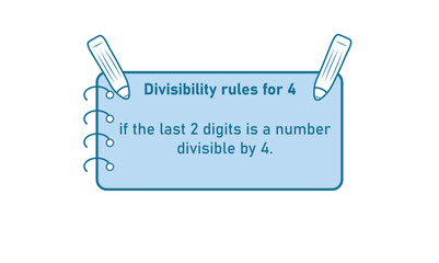 Divisibility rules chart for 4 number in mathematics.