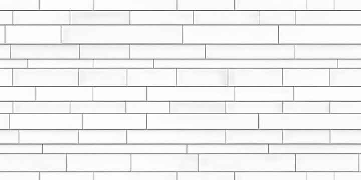 Seamless smooth subtle white embossed plastic, ceramic, porcelain or marble brick wall background texture. Abstract elegant geometric grayscale displacement, bump or height map. 3D rendering.