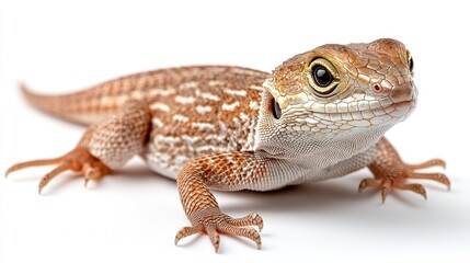 Naklejka premium A close-up view reveals a lizard displaying its striking colors and unique patterns