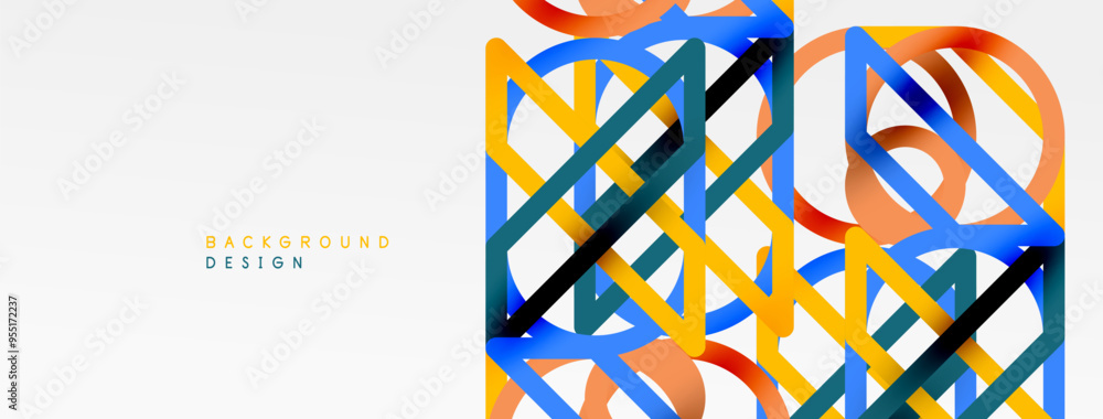 Poster abstract background - colorful circle lines technology or business digital template