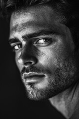black and white portrait of a man