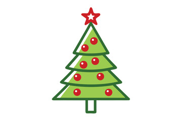 Fototapeta premium line art Christmas tree vector illustration in white background