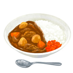 ポークカレー　カレー　カレーライスのイラスト