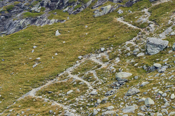 Hiking trail on a steep mountain