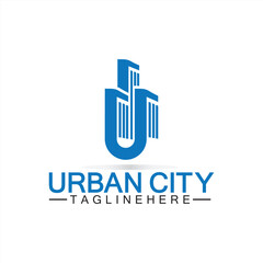 Letter U Urban Building Logo Vector Design. Urban icon, city tower, property