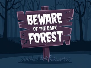 Beware of the Dark Forest Sign Illustration