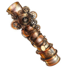 Intricate steampunk telescope featuring gears and a luxurious design, perfect for adding vintage charm to any project.