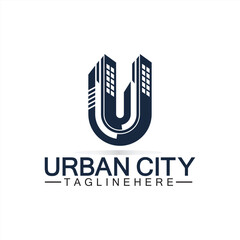 Fototapeta premium Letter U Urban Building Logo Vector Design. Urban icon, city tower, property