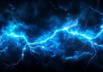 Blue Lightning Background with Electric Light Effects. AI generated illustration