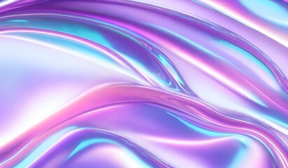 Iridescent chrome wavy gradient cloth fabric abstract background, ultraviolet holographic foil texture, liquid surface, ripples, metallic reflection. 3d render illustration.	