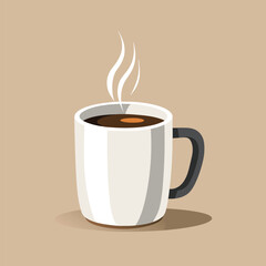 Illustrate a simple ceramic coffee mug with a smooth, matte finish. The mug is white with a minimalist design