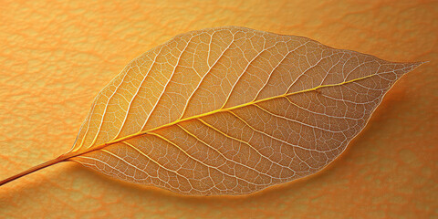 Obraz premium Macro texture of dried translucent leaf with veins, natural background