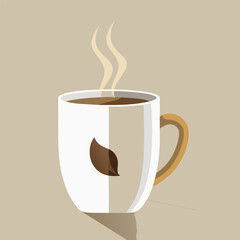 Illustrate a simple ceramic coffee mug with a smooth, matte finish. The mug is white with a minimalist design