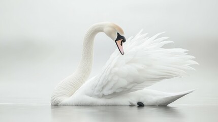 Naklejka premium Breathtaking portrait of a graceful swan, its elegant neck and pristine, white feathers exuding a sense of refinement