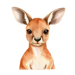 Naklejka premium A cute, artistic illustration of a baby kangaroo with big ears, perfect for animal lovers and nature-themed projects.