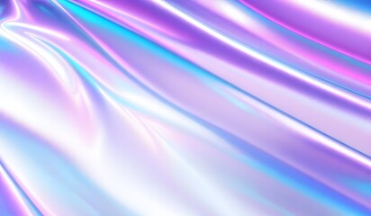 Iridescent chrome wavy gradient cloth fabric abstract background, ultraviolet holographic foil texture, liquid surface, ripples, metallic reflection. 3d render illustration.	