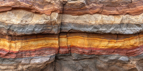 Naklejka premium Rock layers colorful formations of rocks. Background with fascinating texture, stone perennial formations
