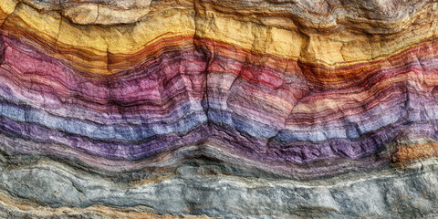 Rock layers colorful formations of rocks. Background with fascinating texture, stone perennial formations