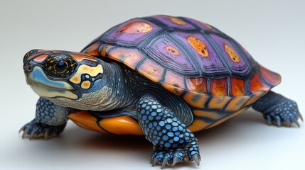 Obraz premium Detailed image of a painted turtleâ€™s upper shell with emphasis on its vivid patterns and natural coloration