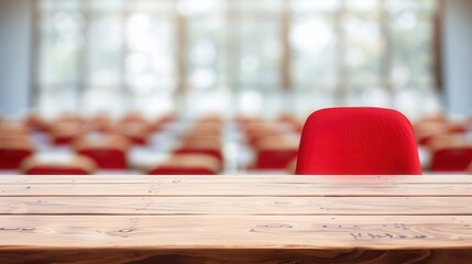 Event program set in a softly blurred auditorium, emphasizing the planning process, highlighting details of the agenda amidst a serene backdrop, fostering anticipation and focus.