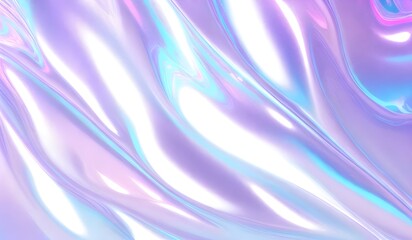 Naklejka premium Iridescent chrome wavy gradient cloth fabric abstract background, ultraviolet holographic foil texture, liquid surface, ripples, metallic reflection. 3d render illustration. 