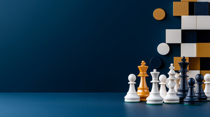 Strategic Chess Pieces Gathered for Tactical Play