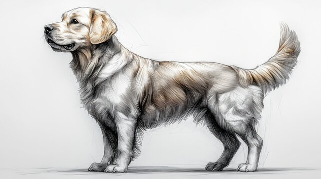 recommend clip art: Elegant line drawing of a dog in a standing position