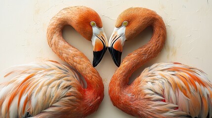 Illustrative clipart of a pair of flamingos with their necks intertwined in a heart shape