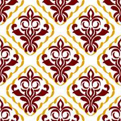 Damask silk fabric victorian Baroque pattern illustration design for wrapping, fabric, silk, scarf Classical luxury royal Vintage, paisley elements ornament victorian seamless texture for wallpapers