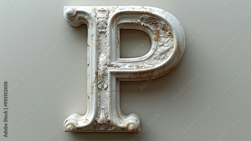 Wall mural Letter P, 3D, letters, alphabet, stone, art, illustration, wallpaper, background