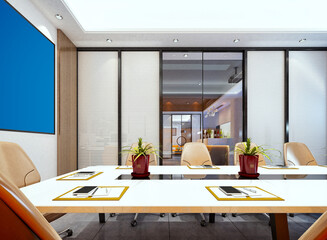 3d render modern working office interior
