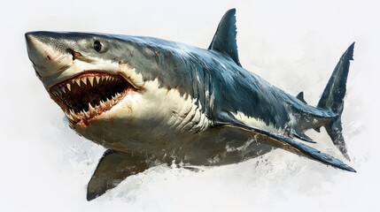 Fototapeta premium Illustrative image of a shark with its mouth open