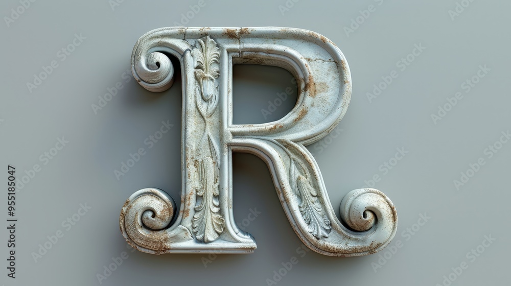 Sticker Letter R,  3D, letters, alphabet, stone, art, illustration, wallpaper, background