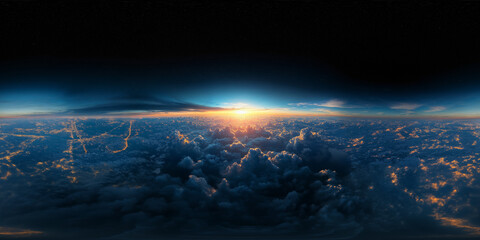 Obraz premium Above the clouds 8K v6 360 degree, equirectangular projection, environment map. HDRI spherical panorama