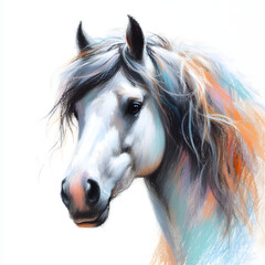 Obraz premium 말, 파스텔화 (horse, pastel painting)