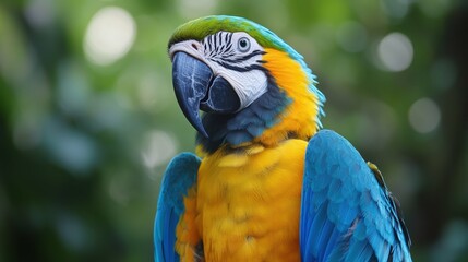 Vibrant portrait of a vibrant-hued macaw, its vivid plumage and intelligent expression capturing the viewer's attention