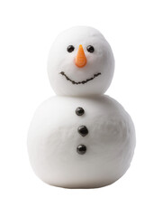 white snowman with carrot nose isolated on transparent background