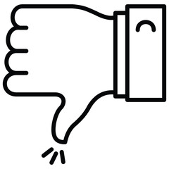 Unfavorable Thumbs Down Hand Vector Icon Design with Editable Stroke