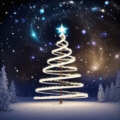 White Christmas tree in space