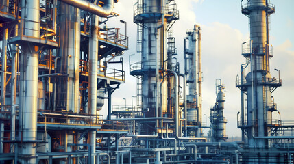 Industrial Plant With Pipes and Smoke