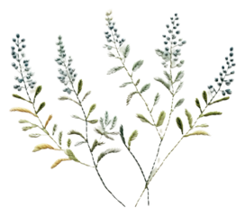 PNG Plant in embroidery style pattern nature herbs.