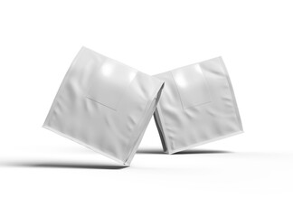 Naklejka premium Mockup of a square glossy package with a sticker label on top on a transparent background