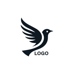 bird logo design vector Black bird icons set Vector elements for design. Birds icon set, animal vector. abstract Minimalist combine bird and leaf nature with line art style icon set logo template. Pre