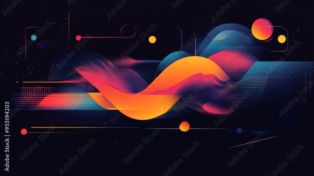 Leinwandbilder a sleek digital graphic design featuring abstract geometric shapes and vibrant colors, creating a mo